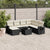 8 Piece Garden Sofa Set with Cushions Black Poly Rattan