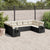 9 Piece Garden Sofa Set with Cushions Black Poly Rattan