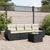 5 Piece Garden Sofa Set with Cushions Black Poly Rattan