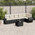 7 Piece Garden Sofa Set with Cushions Black Poly Rattan