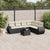 7 Piece Garden Sofa Set with Cushions Black Poly Rattan