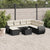 8 Piece Garden Sofa Set with Cushions Black Poly Rattan