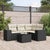 5 Piece Garden Sofa Set with Cushions Black Poly Rattan