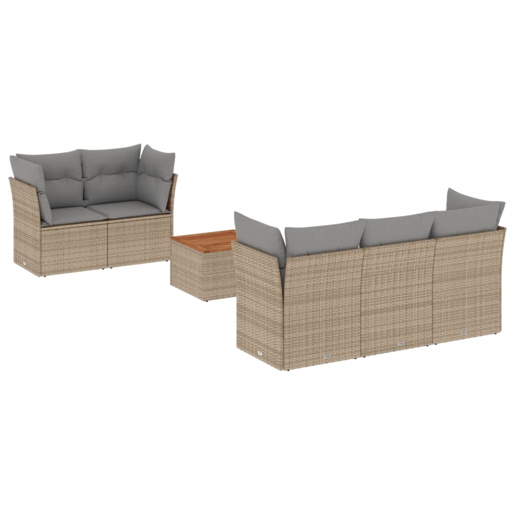 6 Piece Garden Sofa Set with Cushions Mix Beige Poly Rattan