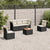 6 Piece Garden Sofa Set with Cushions Black Poly Rattan