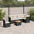 7 Piece Garden Sofa Set with Cushions Black Poly Rattan