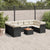 10 Piece Garden Sofa Set with Cushions Black Poly Rattan