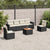 7 Piece Garden Sofa Set with Cushions Black Poly Rattan