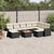 10 Piece Garden Sofa Set with Cushions Black Poly Rattan