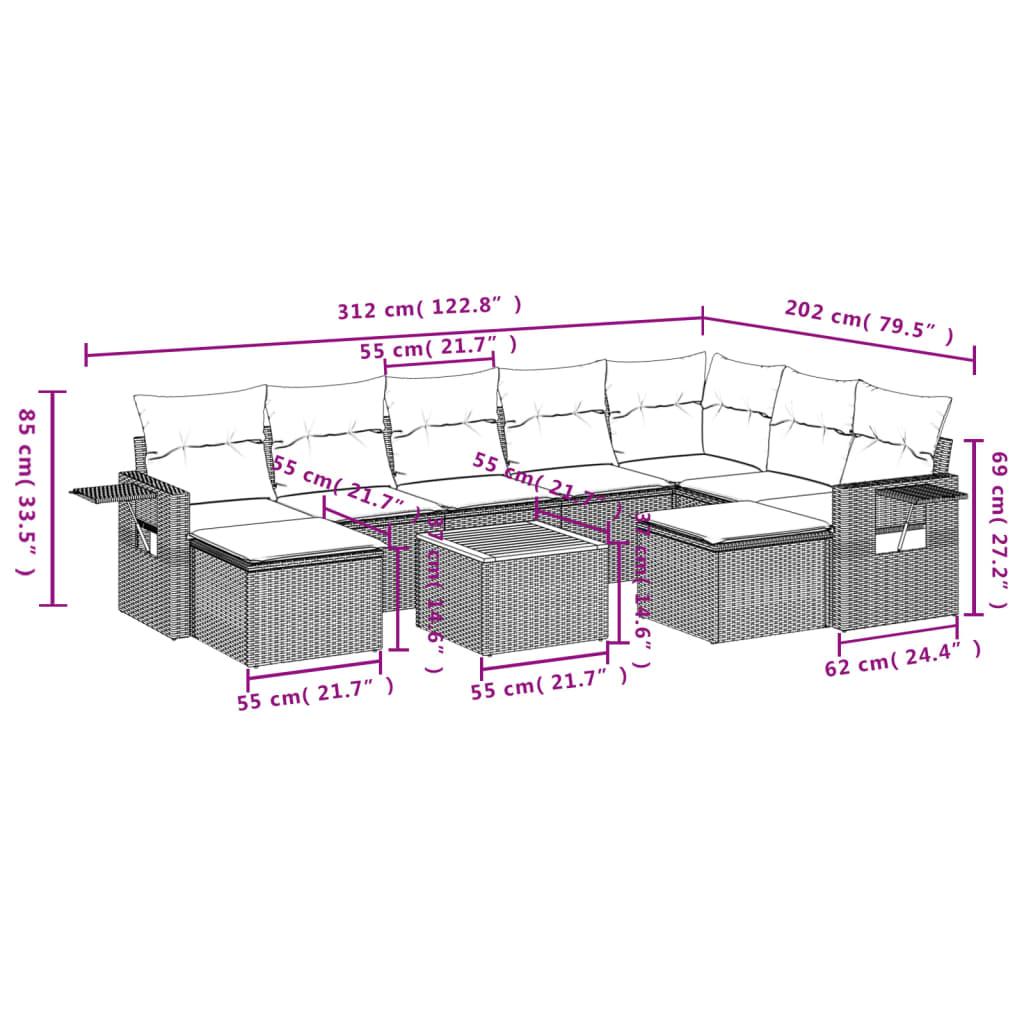 10 Piece Garden Sofa Set with Cushions Grey Poly Rattan