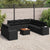 10 Piece Garden Sofa Set with Cushions Black Poly Rattan