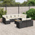 10 Piece Garden Sofa Set with Cushions Black Poly Rattan