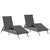 Sun Loungers with Cushions 2 pcs Grey Poly Rattan