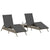 Sun Loungers with Cushions 2 pcs Grey Poly Rattan