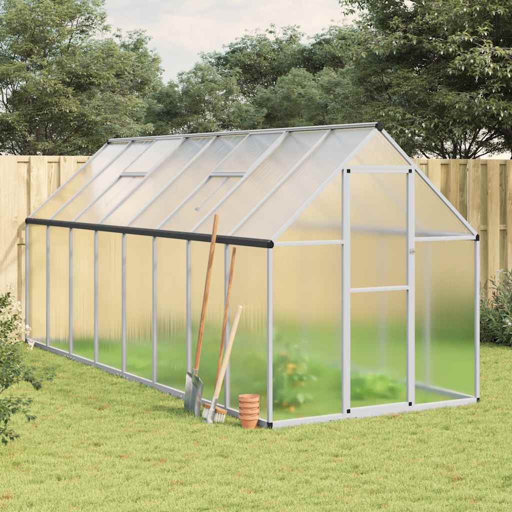 Greenhouse with Base Frame Silver 445x169x195 cm Aluminium