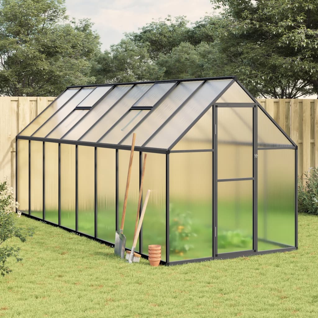 Greenhouse with Base Frame Anthracite 445x169x195 cm Aluminium