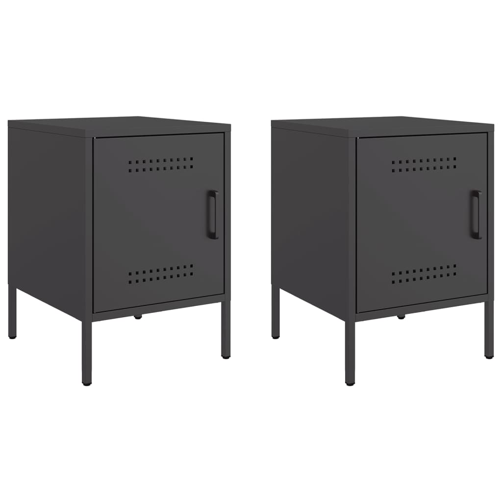 Bedside Cabinets 2 pcs Black 36x39x50.5 cm Steel