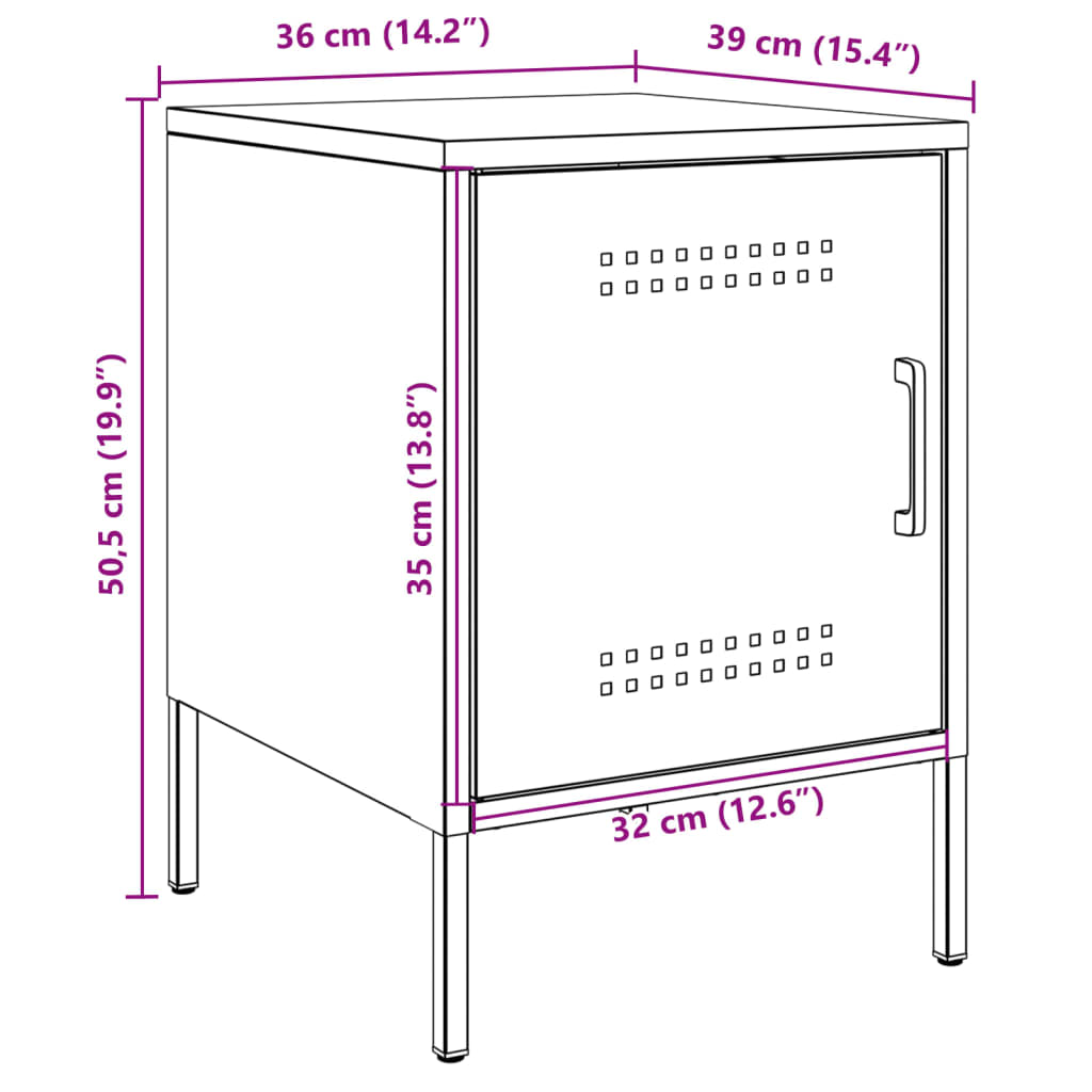 Bedside Cabinets 2 pcs Black 36x39x50.5 cm Steel