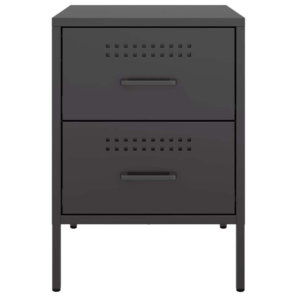 Bedside Cabinets 2 pcs Black 36x39x50.5 cm Steel