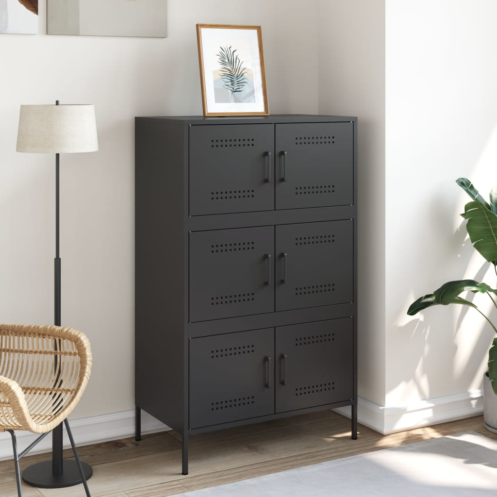 Highboard Black 68x39x113 cm Steel