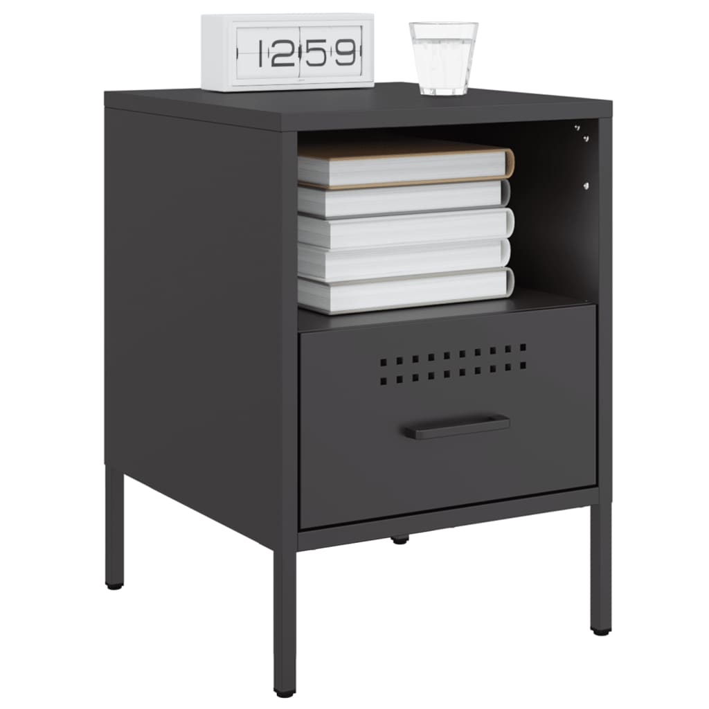 Bedside Cabinets 2 pcs Black 36x39x50.5 cm Steel