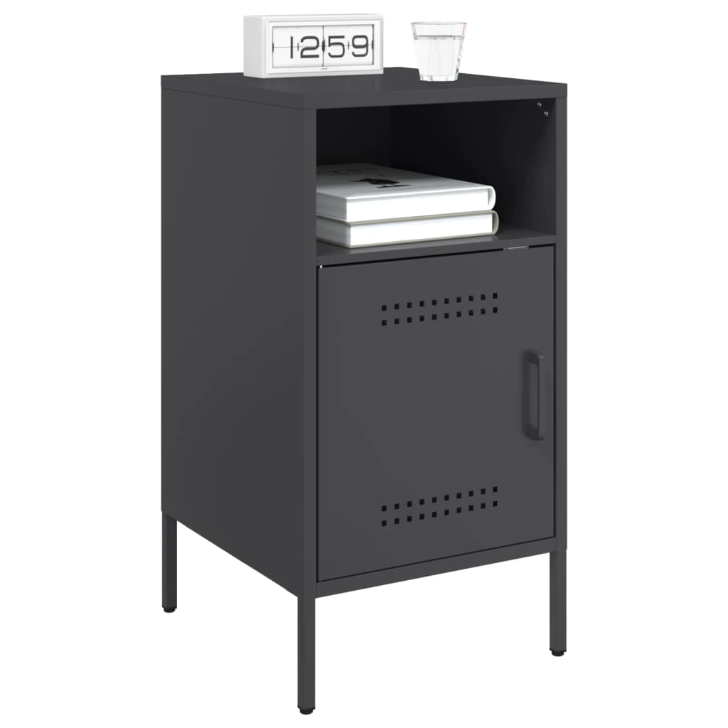 Bedside Cabinets 2 pcs Black 36x39x68 cm Steel