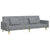 2-Seater Sofa Bed with Footstool Light Grey Fabric