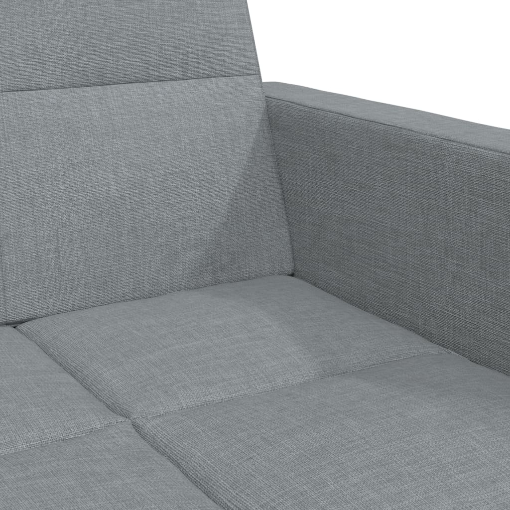 2-Seater Sofa Bed with Footstool Light Grey Fabric