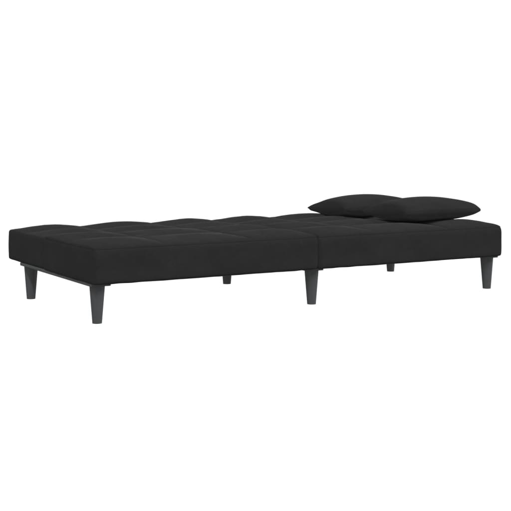 2-Seater Sofa Bed with Footstool Black Velvet