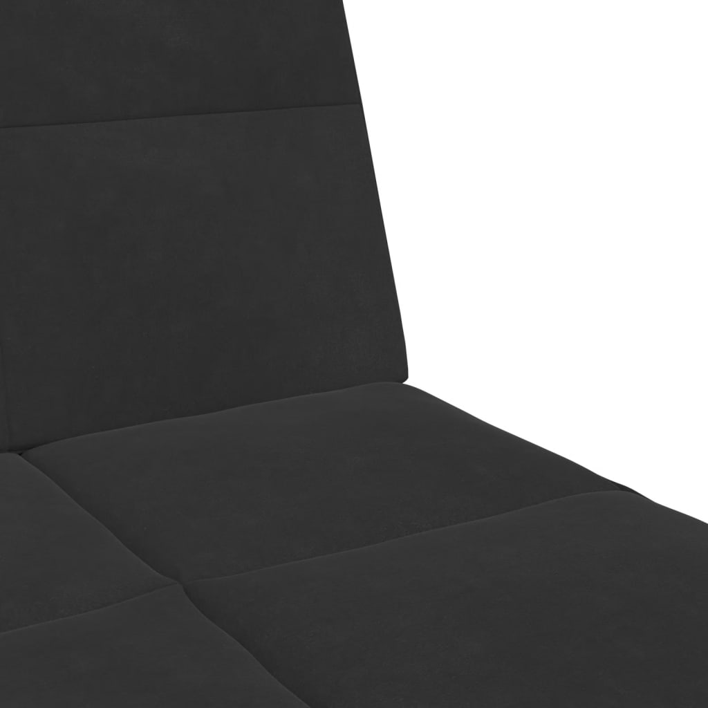 2-Seater Sofa Bed with Footstool Black Velvet