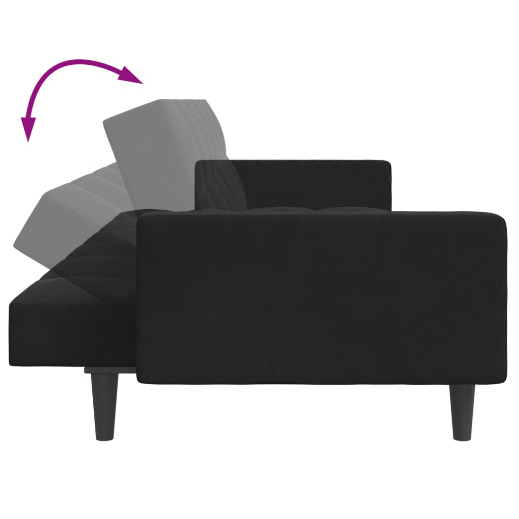 2-Seater Sofa Bed with Footstool Black Velvet