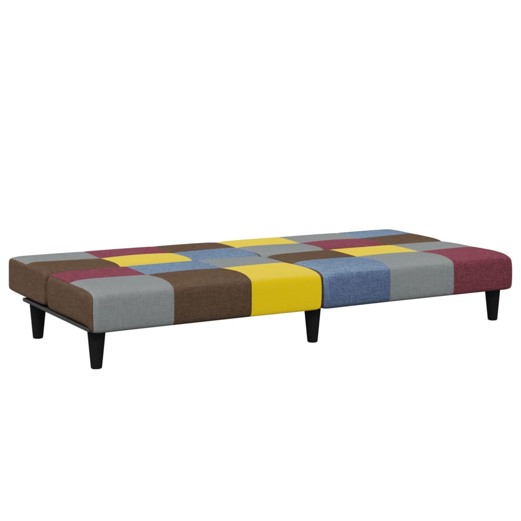 2-Seater Sofa Bed with Footstool Patchwork Fabric