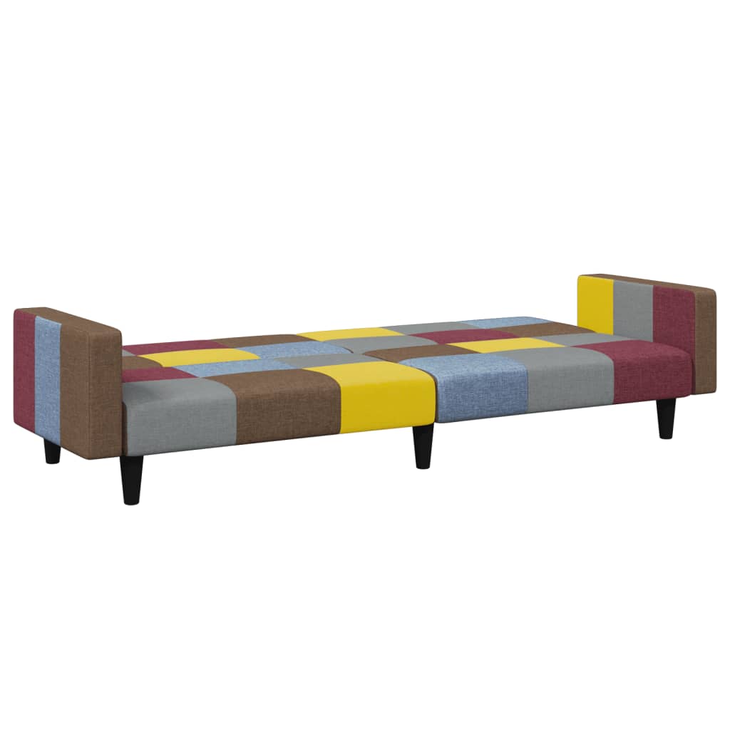 2-Seater Sofa Bed with Footstool Patchwork Fabric