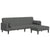 2-Seater Sofa Bed with Footstool Dark Grey Fabric