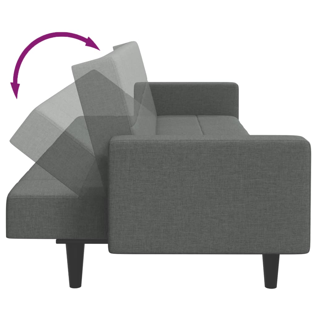 2-Seater Sofa Bed with Footstool Dark Grey Fabric