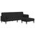 2-Seater Sofa Bed with Footstool Black Fabric