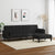 2-Seater Sofa Bed with Footstool Black Fabric