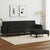 2-Seater Sofa Bed with Footstool Black Fabric