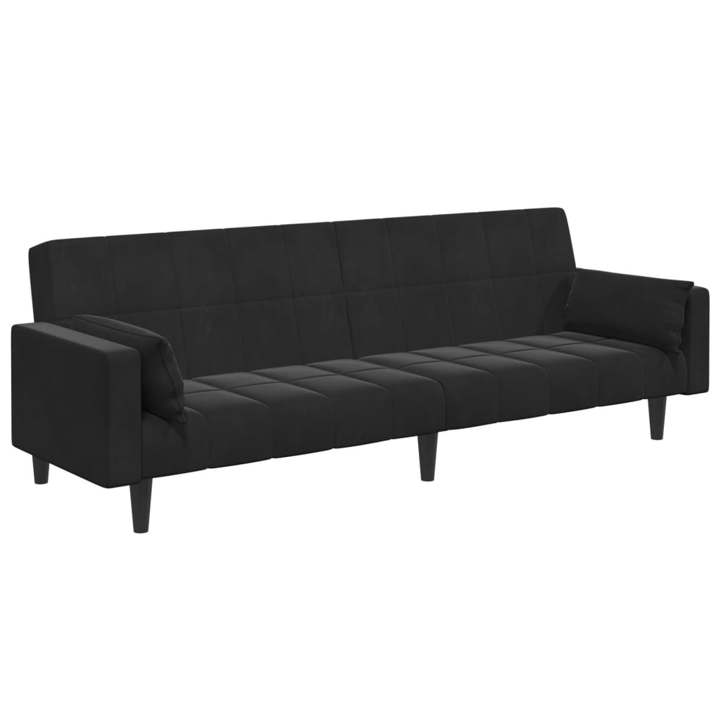 2-Seater Sofa Bed with Footstool Black Velvet