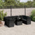 10 Piece Garden Sofa Set with Cushions Black Poly Rattan