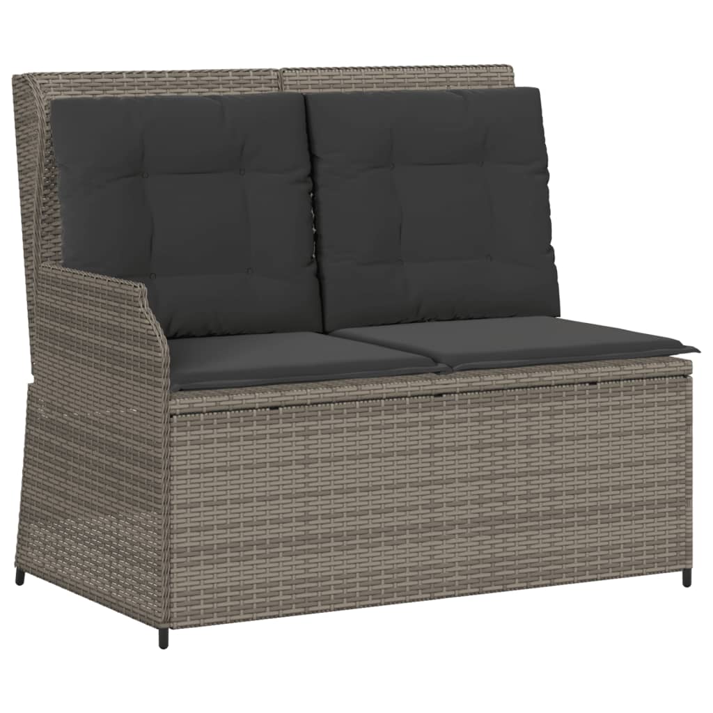 4 Piece Garden Lounge Set with Cushions Grey Poly Rattan