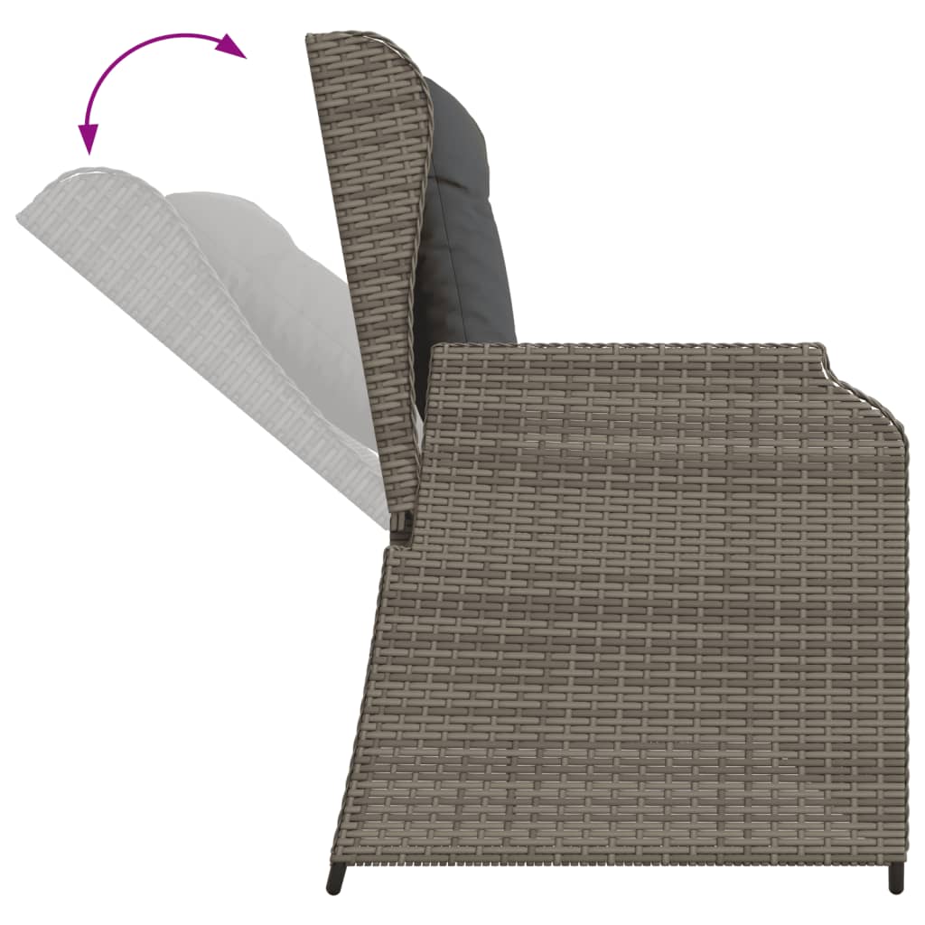 7 Piece Garden Lounge Set with Cushions Grey Poly Rattan