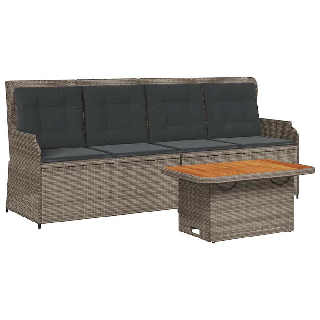 3 Piece Garden Lounge Set with Cushions Grey Poly Rattan
