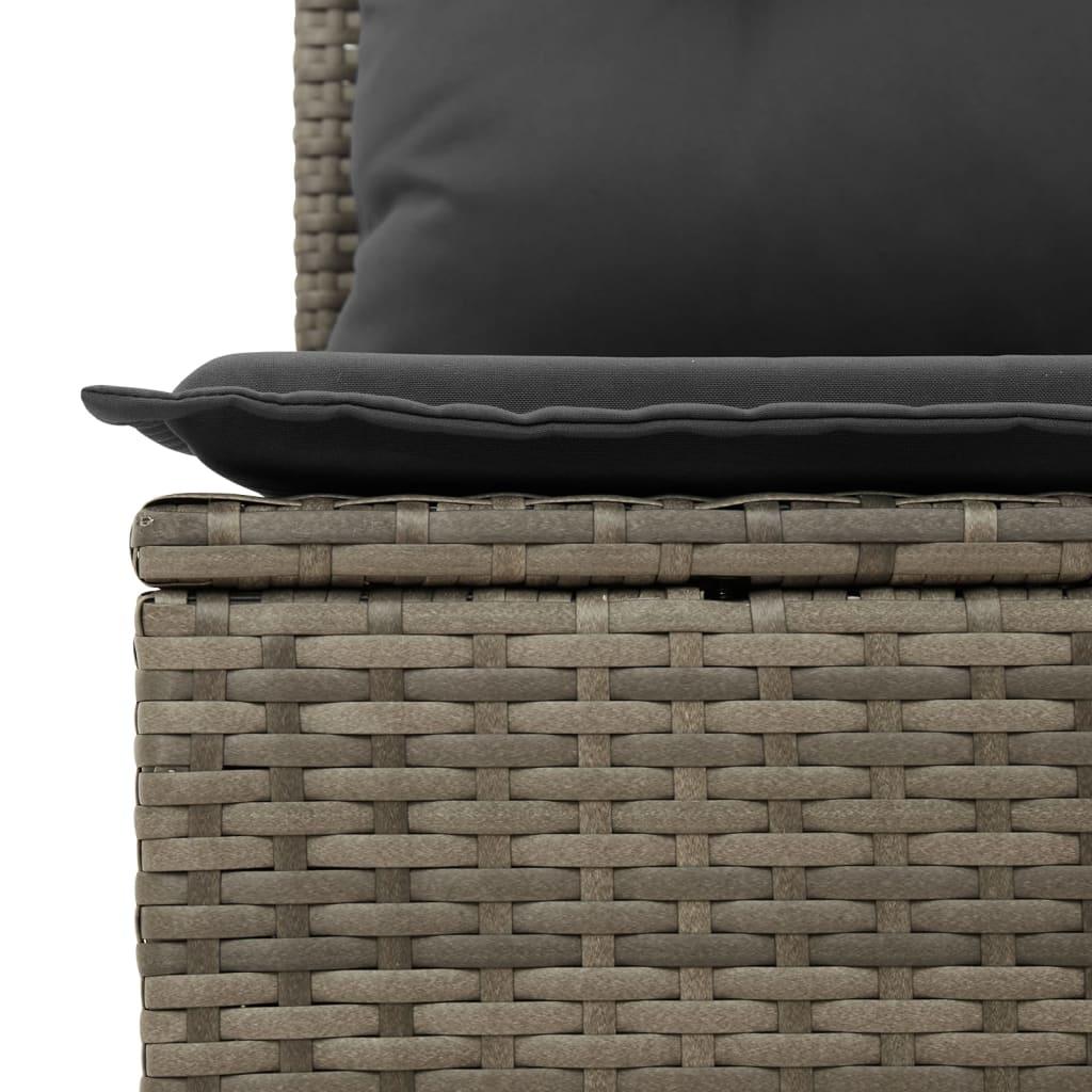 3 Piece Garden Lounge Set with Cushions Grey Poly Rattan