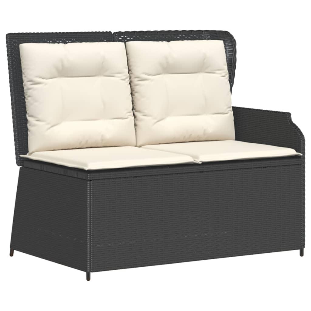 3 Piece Garden Sofa Set with Cushions Black Poly Rattan