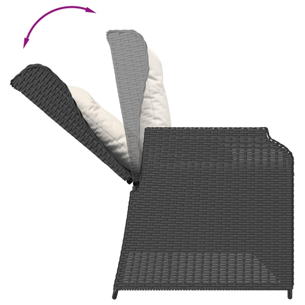 3 Piece Garden Sofa Set with Cushions Black Poly Rattan