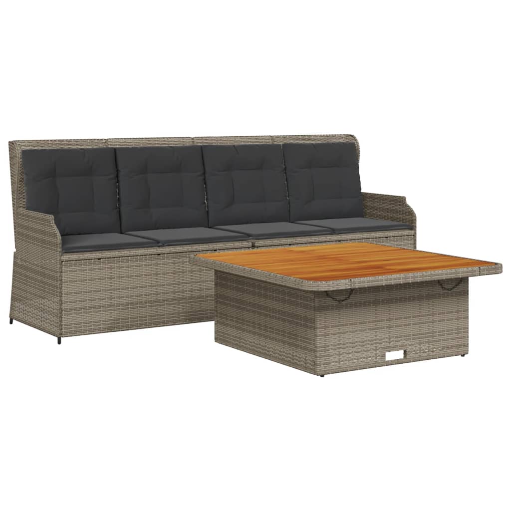 3 Piece Garden Sofa Set with Cushions Grey Poly Rattan