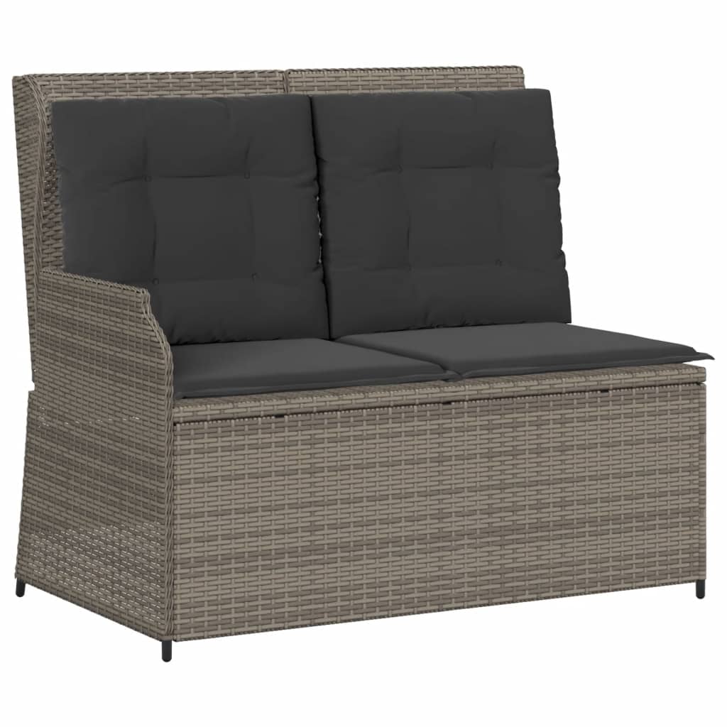 3 Piece Garden Sofa Set with Cushions Grey Poly Rattan