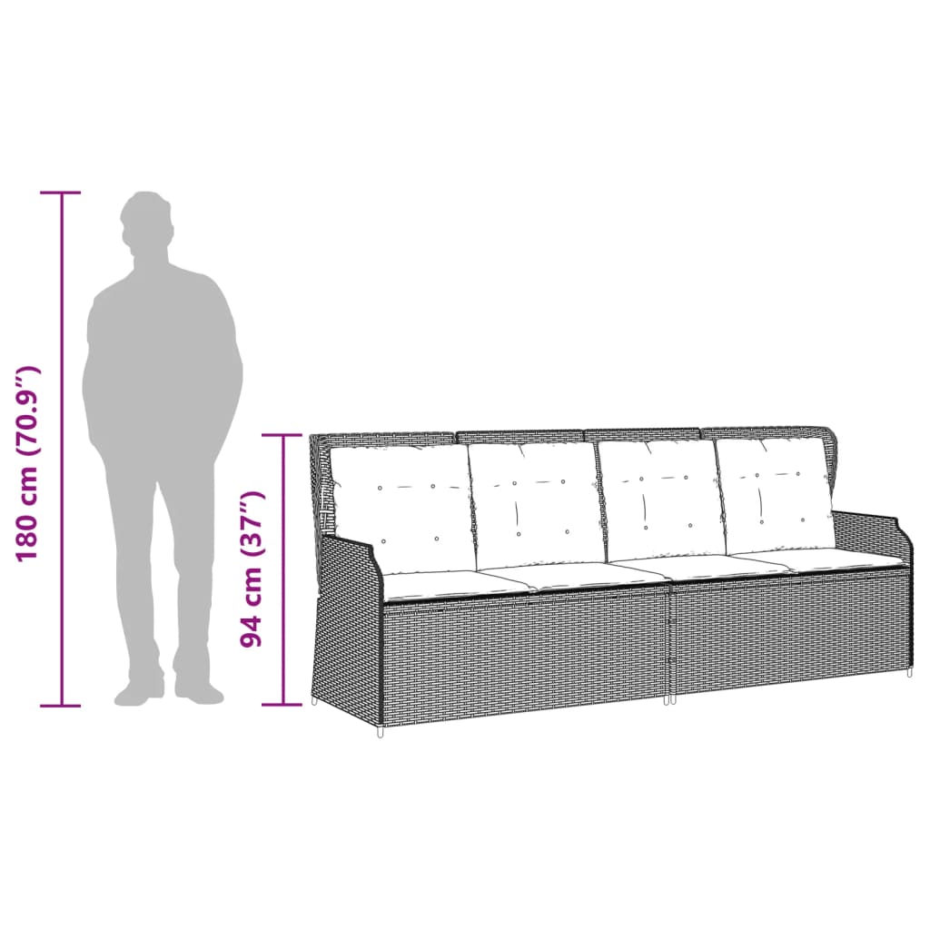 3 Piece Garden Sofa Set with Cushions Grey Poly Rattan