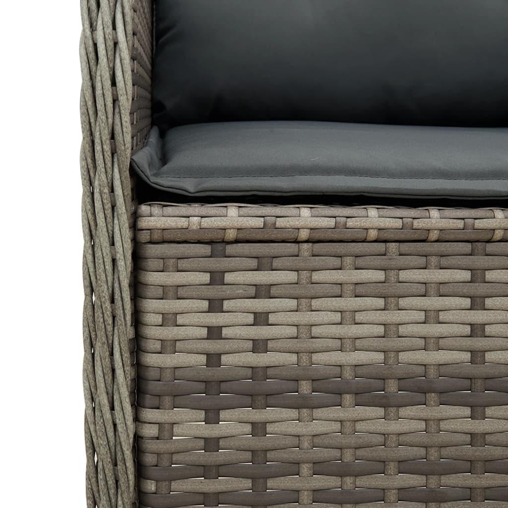 3 Piece Garden Lounge Set with Cushions Grey Poly Rattan